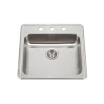 Houzer A2222-603-1 22 x 6 in. ADA Compliant Drop-in Top Mount 3-hole Deep Single Bowl Kitchen Sink - Stainless Steel