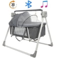 thumbnail image 1 of Cuna mecedora eléctrica para bebé con control remoto, cuna inteligente con columpio temporizado con 5 ángulos de oscilación, red y sábana transpirables, altura ajustable y plegable para recién nacidos, 1 of 8