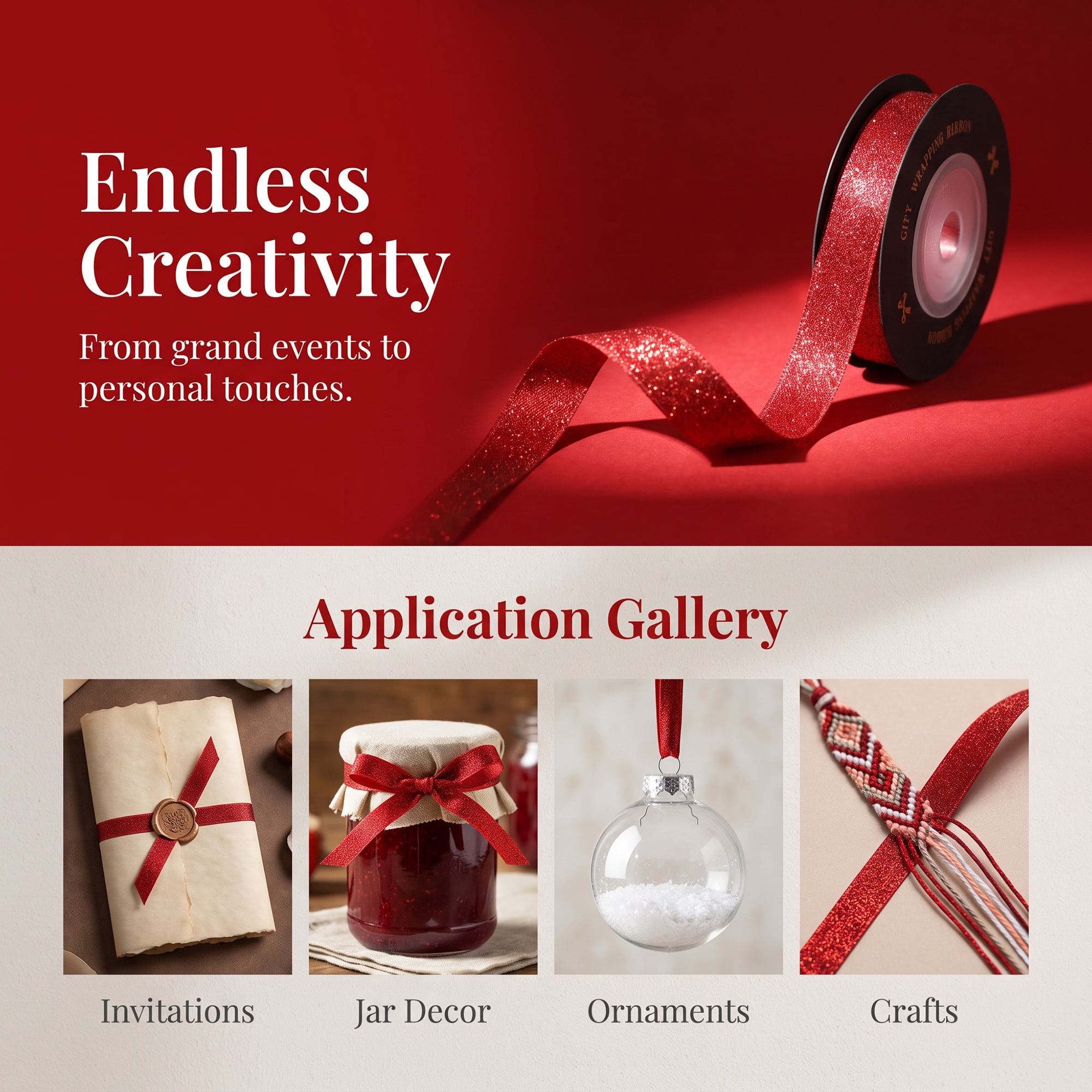 Unique Bargains Structural Woven Edge Trim Decorative Ribbon for Gift Wrapping Red
