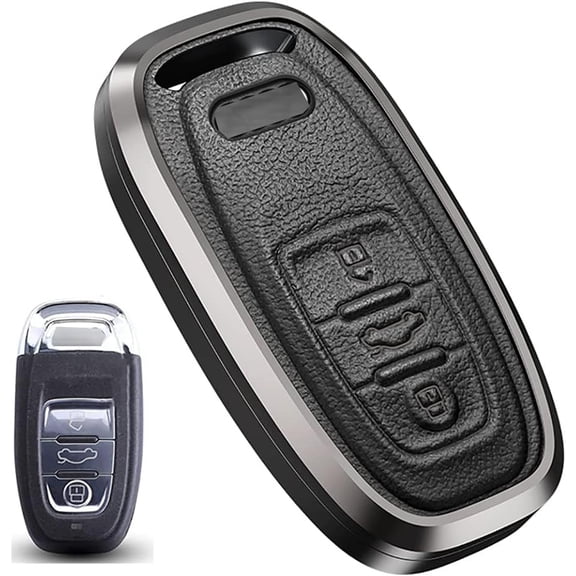 Metal Key Fob Cover for Audi Leather Key Fob Case Stylish Key Shell Holder for A4L A6L Q5 A5 A7 A8 S5 S7