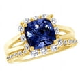 thumbnail image 2 of AFFY (3.37ct) Simulated Blue Tanzanite & White Diamond Engagement Ring Set In 14K Solid Gold With Ring Size 8.5, 2 of 2