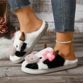thumbnail image 6 of HaoXun Women's Cow and Flower Decorated Slippers - Soft Fleece Lined Warm Indoor House Shoes for Fall and Winter, 6 of 9