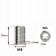thumbnail image 2 of 10x Thread repair bushing M8/m6 Reduced diameter L=20mm Stainless steel, 2 of 5