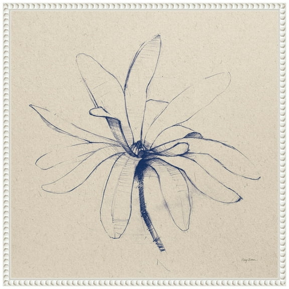 Amanti Art Modern Vintage Floral I Indigo Framed Canvas Wall Art Print