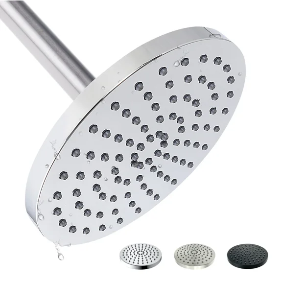 High Pressure Rainfall Shower Head Chrome Plated Single Function Easy to Clean 8" Face