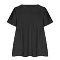 thumbnail image 4 of TYGHBN Summer Women Short Sleeve Deep V Neck Pleated Casual T Shirt Top Dress Loose Mini Dress Tops for Leggings Short Sleeve Tan Raglan Shirt Women Exercise Shirt Women Loose Tech Apparel Womens, 4 of 5