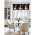 thumbnail image 2 of Christmas Poinsettia Valances for Windows, Red Gnomes Snowflake Black Background Light Filtering Window Treatment Valances, Rod Pocket Small Curtains for Kitchen/Bathroom, 42"x18", 2 of 9