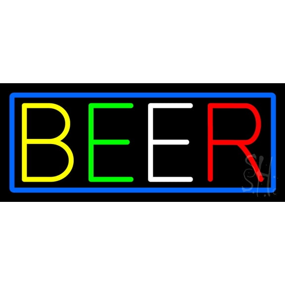 Beer LED Neon Sign 10 x 24 - inches, Clear Edge Cut Acrylic Backing, with Dimmer - Bright and Premium built indoor LED Neon Sign for Bar decor.