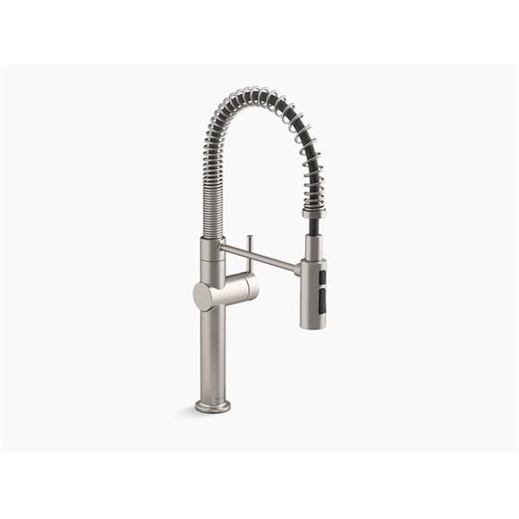 Kohler K-22973-VS Crue Robinet d'Évier de Cuisine Semi-Professionnel à une Poignée, Inoxydable Vibrant