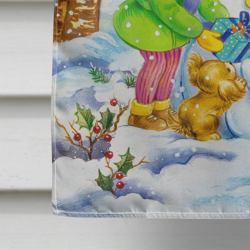Girl and Animals with Snowman Flag Canvas House Size