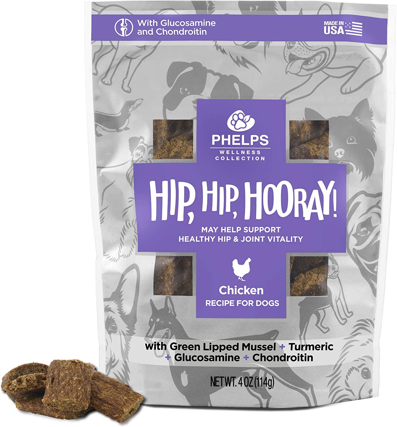 Phelps Wellness Collection Hip, Hip, Hooray Joint Health Chicken Dog Treats 2 Pack 4.5 oz