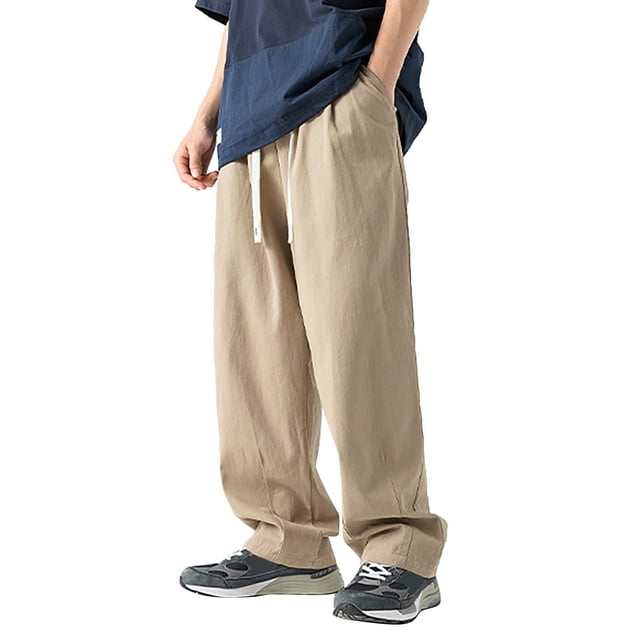 Pantalones de trabajo informales con pliegues y pierna ancha para hombre, color liso, verano, playa, tallas M-XXXL