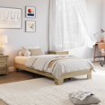 thumbnail image 3 of Twin Size Wood Bed Frame, Platform Bed Frame with 4 Strong Wooden Slat and 8 Metal Slat Support, Without Headboard, No Box Spring Needed, 3 of 7