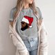 thumbnail image 2 of Camiseta informal con estampado de árbol de Navidad de manga corta y cuello redondo para mujer Pompotops hfajkhk124624, 2 of 6