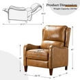 thumbnail image 4 of Genuine Leather Recliner Chair Push Back Upholstered Armchair Wingback Lounge Sofa Wood Leg Home Decor Living Room Bedroom Camel, 4 of 8
