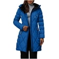 thumbnail image 2 of Womens Winter Coat Warm Hooded Parka Long Puffer Jacket Waterproof Fleece Lined Thicken Peacoat Trendy Outerwear, 2 of 7
