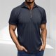 thumbnail image 2 of Blusa de Manga Corta para Hombre Bloque Botones de Color Turndown Collar Superior, Mezcla Transpirable de Rayón Poliéster para Al Aire Libre, 2 of 7