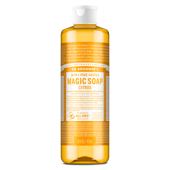 Dr. Bronner's Magic Soap - Citrus - Pure-Castile Liquid Soap - 16 fl oz - for face, body wash, hands