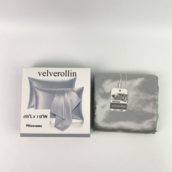 velverollin Pillowcases,Satin Pillowcase 1 Pack Similar to Silk Pillow Cases Standard Size, Pillow Case for Sleeping Women with Envelope Closure, Gifts for Women Men, Dark silvery 26X19in