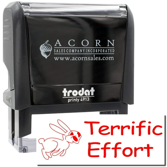 Large Self-Inking Terrific Effort Stamp, Trodat Printy 4913, Press and Print Stamping, Impression Size 7/8" x 2-1/4", Up to 10,000 Impressions - Red Ink