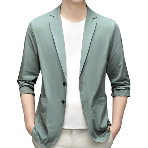 toraway Men Suit Set Summer Casual Spring Summer Men's Lightweight Summer Suit Jacket Casual Stretch Slim Fit Button Sport Coats M