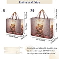 thumbnail image 3 of Bear Roses Flowers Butterflies Corduroy Tote Bag Handbag Large Messenger Bag Shoulder Crossbody Zipper Bag Purse, 3 of 8
