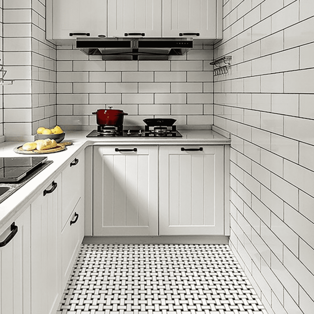 The Tile Life Ada Black & White Porcelain Basketweave Mosaic Floor & Wall Tile, 12 x 12 in, 20-Piece