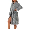 thumbnail image 4 of INSPIRE CHIC Women's Flannel Bathrobe Plush Soft Robe Fluffy Long Spa Robe XL Gray, 4 of 5