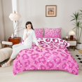 thumbnail image 4 of Feelyou Fashion Leopard Print Kid Queen Comforter Set, Pink Sequin Print Bedding Set, 3pcs, 4 of 8
