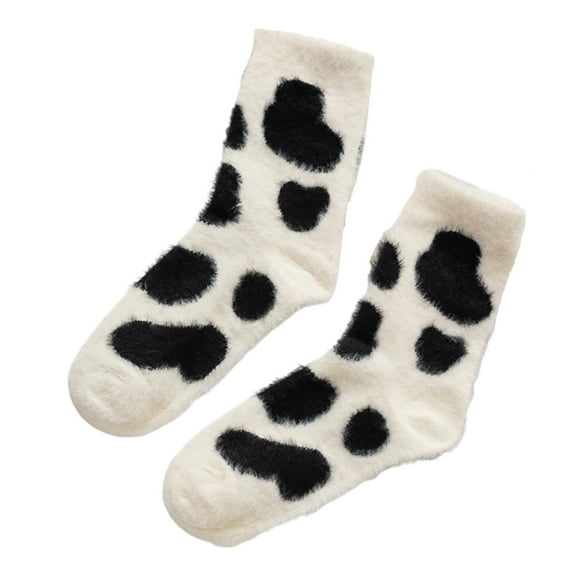 Women Winter Fuzzy Plush Slipper Socks Cartoon Animal Pattern Fluffy Stockings