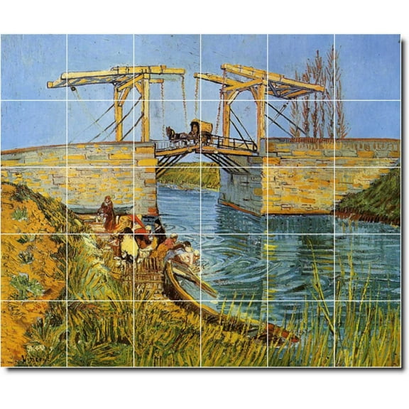 Ceramic Tile Mural-Vincent Van Gogh City Wall Tile Mural 11. 25.5" w x 21.25" h using (30) 4.25 x 4.25 ceramic tiles
