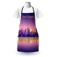thumbnail image 3 of New Orleans Apron, City Silhouette with Important Buildings in the Sunset Ombre Effect, Unisex Kitchen Bib with Adjustable Neck for Cooking Gardening, Adult Size, Violett Gelb, by Ambesonne, 3 of 4