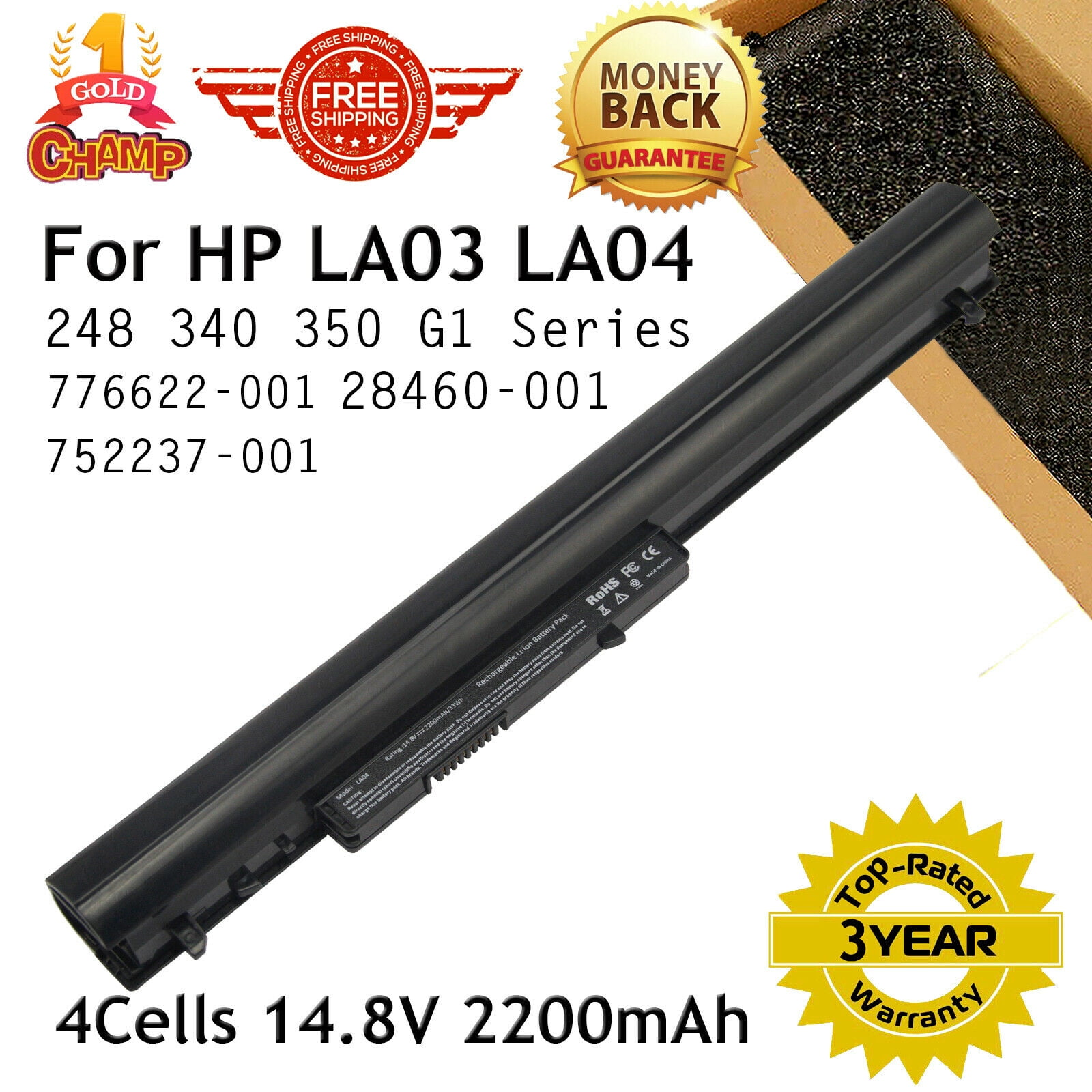 for HP LA04 Laptop Battery Replace 776622001 28460001 752237001 TPN