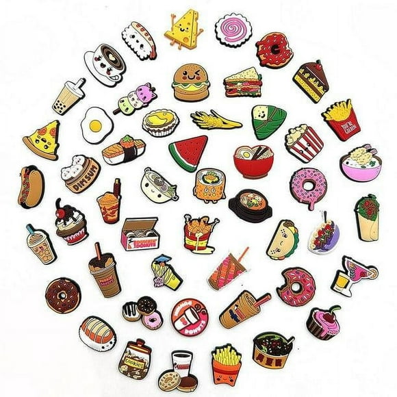 50pcs Food-themed Shoe Charms for Crocs, Kids Crocs Pins, Crocs Jibbitz Charms, Crocs Shoe Decorations for Bracelets, Party Decorations