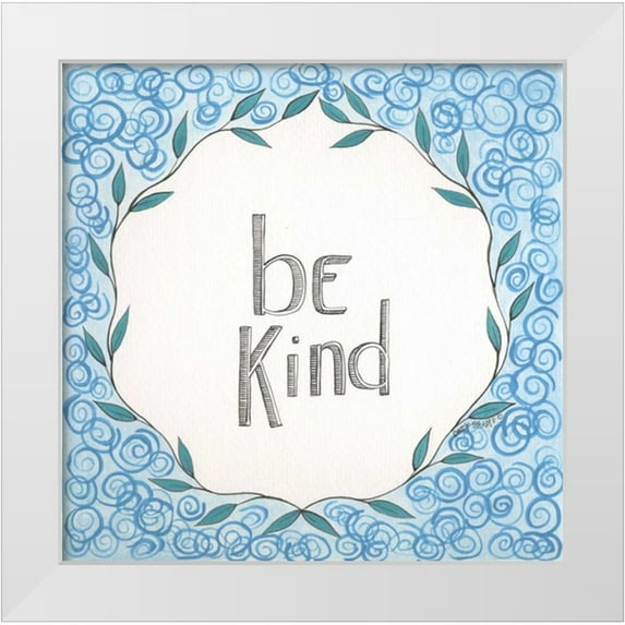 Shamp, Cindy 26x26 White Modern Wood Framed Museum Art Print Titled - Be Kind Swirls