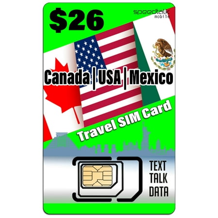 $26 USA Canada Mexico Travel SIM Card- Talk Text Data - Compatible with All Unlocked GSM (The Best International Sim Card)