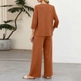 thumbnail image 6 of Women's 2 Piece Sets 3/4 Sleeve V Neck Tops & Wide Leg Pants Fall Lounge Set 2026 For Vacation & Daily Wear XXXL, 6 of 6