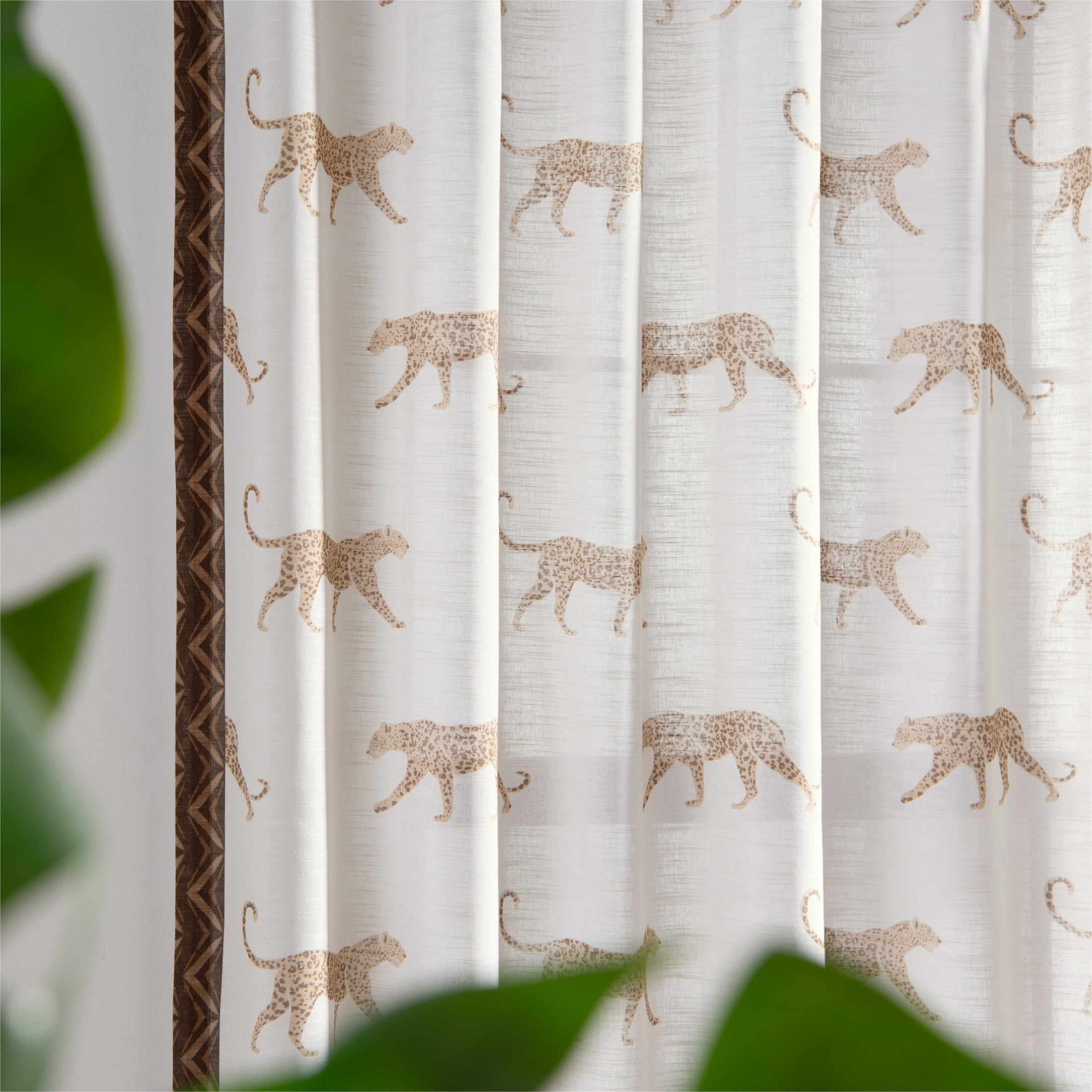 Rochelle Porter Jaguars Single Panel Curtain Poletop Rod Pocket, Cotton, Ivory, Light Filtering, Adult, 50" W x 108" L