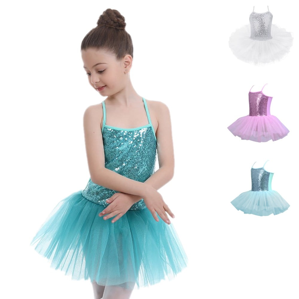 2 Packs Little Girls Sequin Leotard Sparkly Strap Ballet Leotards Tutu