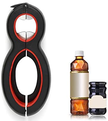 Ouvre-bouteille Multifonction 6 En 1 - Pour Bocaux, Canettes, Bouteilles - Aide Pour Arthrite, Seniors - Acier Inox Et Silicone - 8