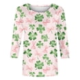 thumbnail image 5 of St. Patrick's Day T-Shirt for Women Shamrock Graphic Print Crewneck 3/4 Sleeve Festive Holiday Party Top Casual Relaxed Fit Clothes, 5 of 6