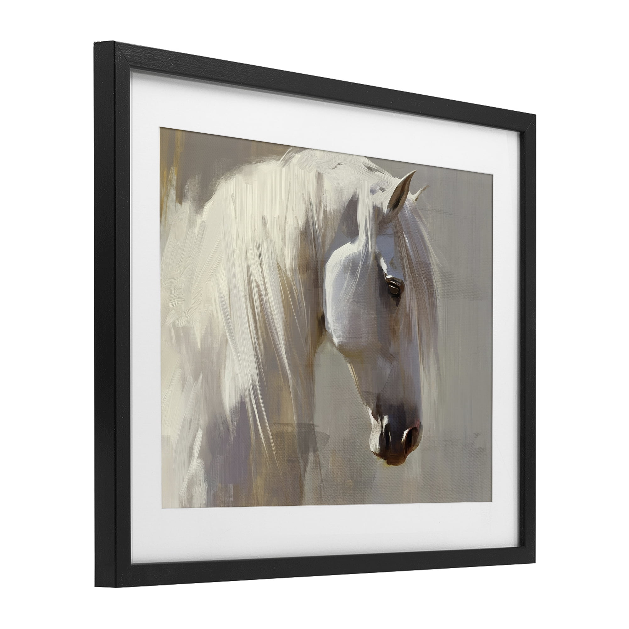 Stupell Industries White Moon Horse Black Framed Print Under Glass, design by Svetlana Aleynikova