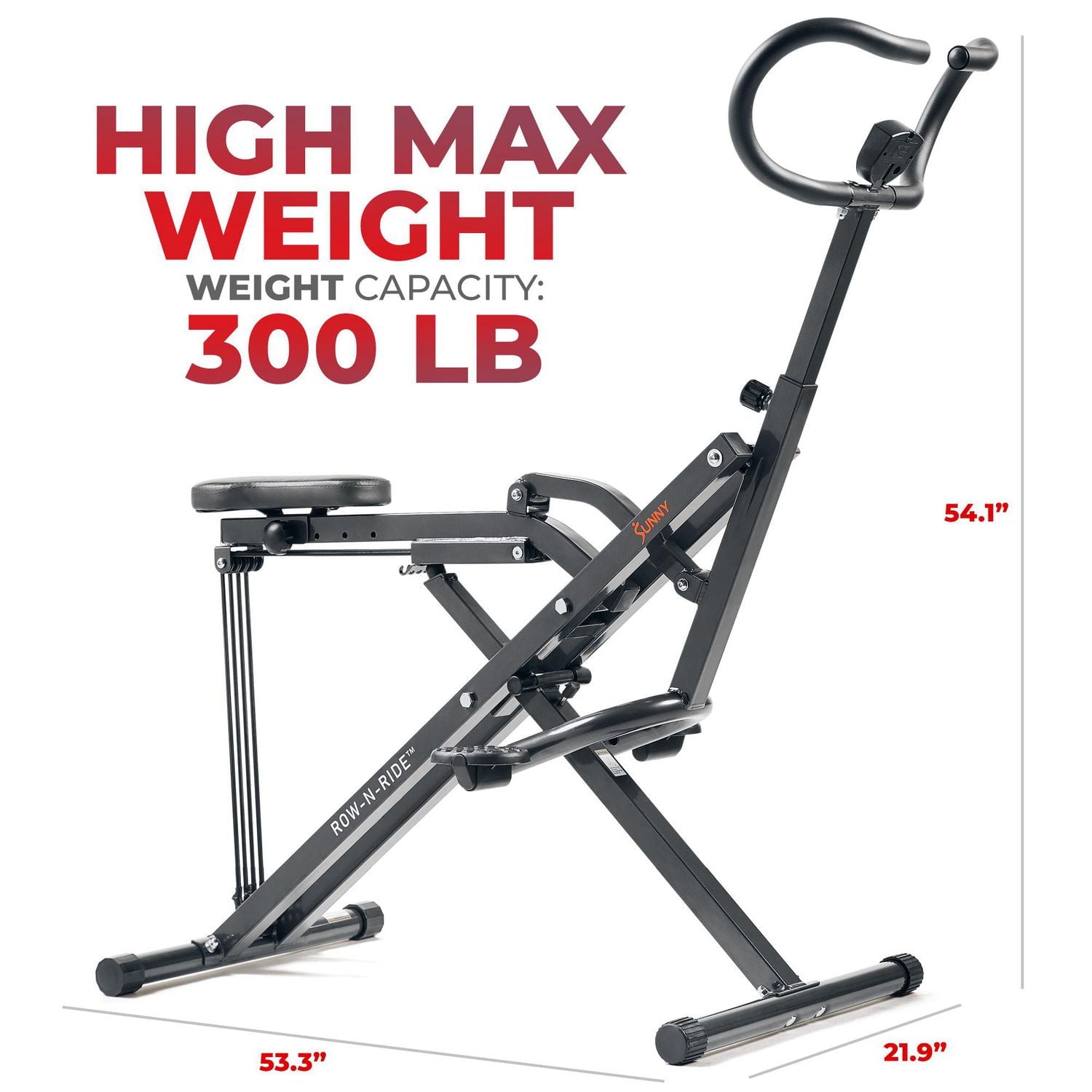Machine de squat assisté Sunny Health & Fitness Row-N-Ride® Plus - N° 077PLUS