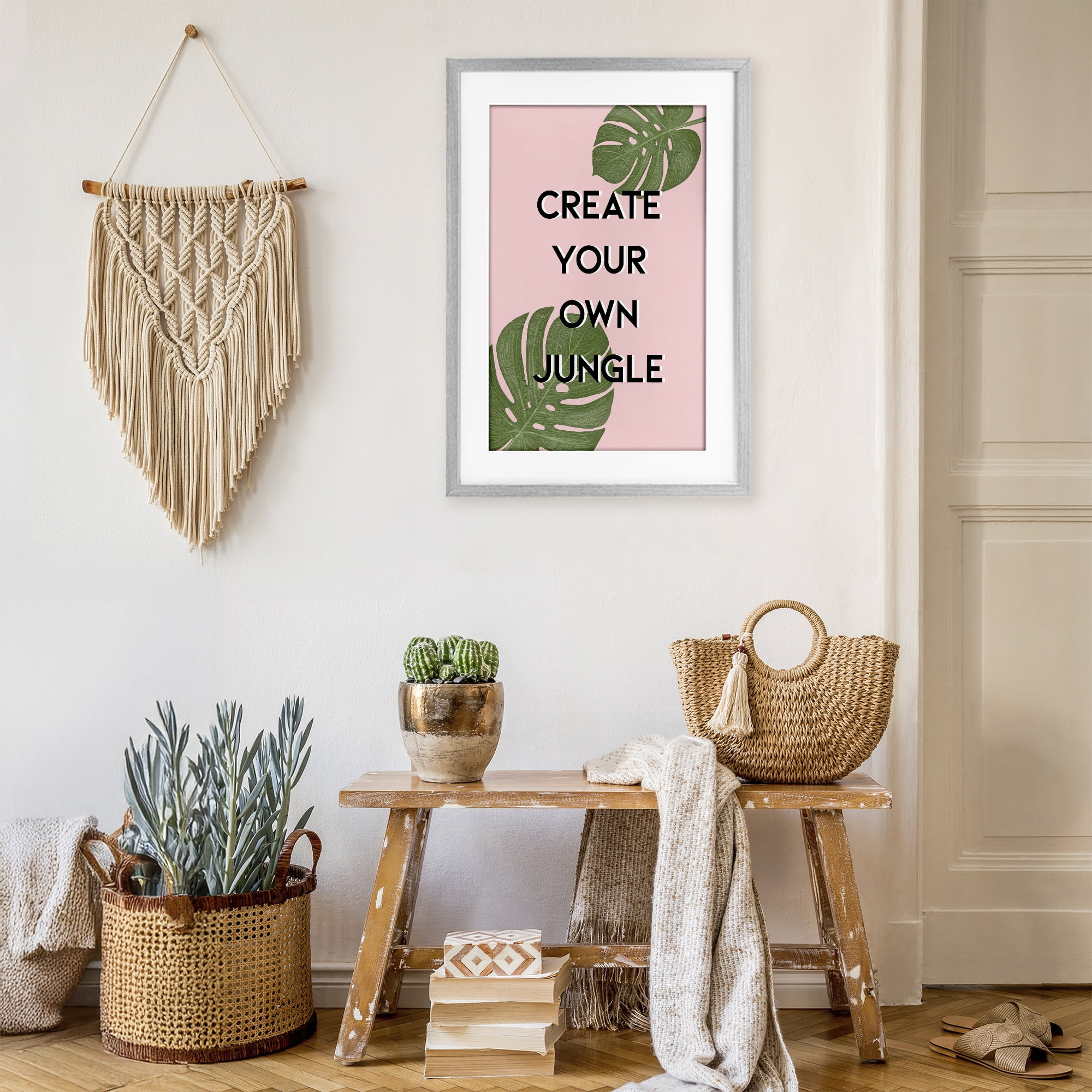 Stupell Industries Create Your Own Jungle Gray Framed Print Under Glass, design by Martina Pavlova