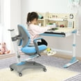 thumbnail image 2 of Infans Adjustable Height Kids Drafting Table Study Desk&Chair w/Bookshelf Blue, 2 of 7