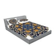 thumbnail image 2 of Ambesonne Ethnic Fitted Sheet & Pillow Sham Set, Floral Mandala Motif, Full, Blue Orange Purple, 2 of 2
