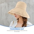 thumbnail image 3 of Sombrero de pescador con protección solar para mujer, color liso, con ala ancha, ideal para pesca al aire libre en verano y senderismo (beige)., 3 of 6
