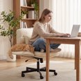 thumbnail image 5 of Vyrox Cross-Legged Office Chair, Ergonomic Criss Cross Office Chair with Adjustable Armrests, Swivel Vanity Chair Comfy Desk Chairs, Beige, 5 of 7