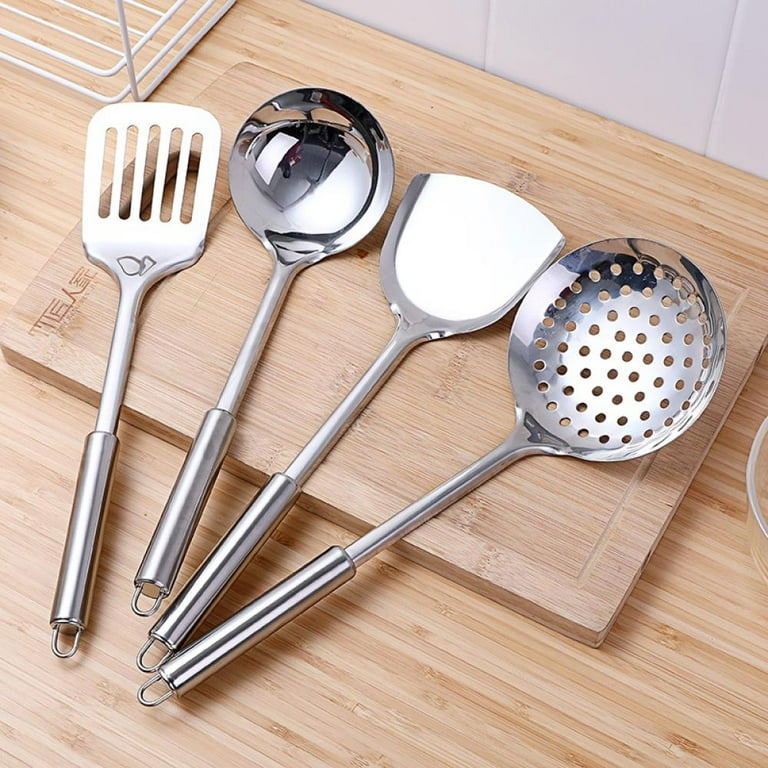 Slopehill Cooking Utensil Comfortable Grip Stainless Steel Heat Insulation Home Daily Use - Leaky Spoon, Size: 34