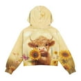 thumbnail image 5 of Xoenoiee Highland Cattle Sunflower Print Girls Sweatshirt Kids Long Sleeve Hoodie Oversized Fashion Pullover Tops Half Zipper Crop Tops Fall Clothes, 11-12 Years, 5 of 7